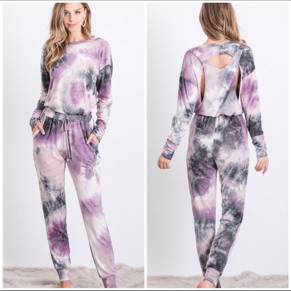 Cozy “First Love” Vivid Tie Dye Slim Fit Joggers - Picture 3 of 3